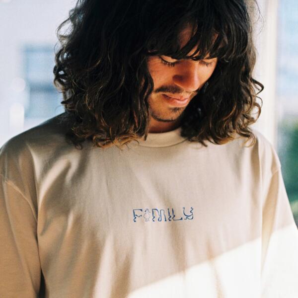 Family Tee - Bone / Blue Thumbnail